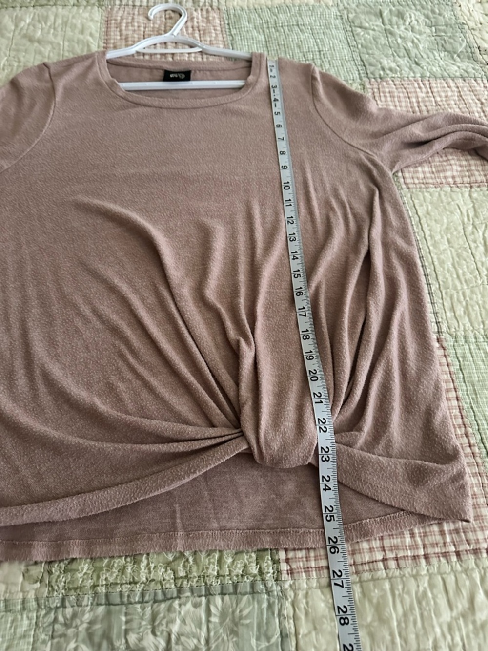 bobeau Twist-Front 3/4 Sleeve Tee in Light Taupe - Picture 6 of 6